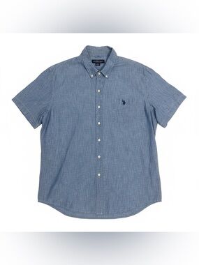 U.S. Polo Assn. Short-Sleeve Button-Down Shirt in Chambray Blue
